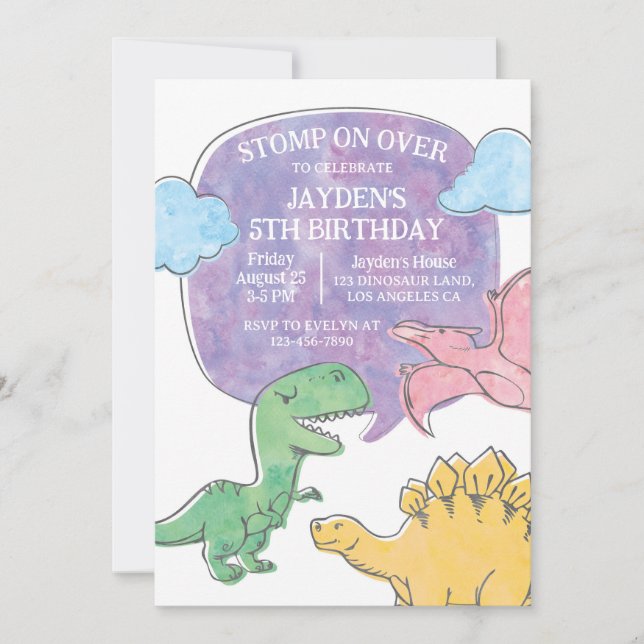 Dinosaur Birthday Invitation, Dino Party  Invitati Invitation (Front)