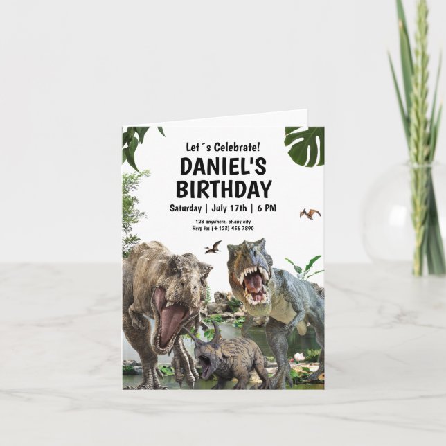 Dinosaur birthday invitation Dino T-Rex birthday (Front)