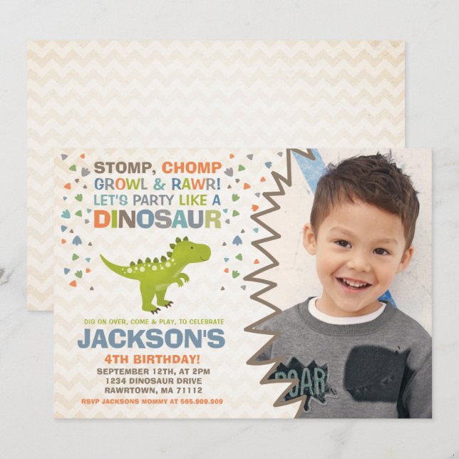 Dinosaur Birthday Invitation Dinosaur Dig Party (Front/Back)