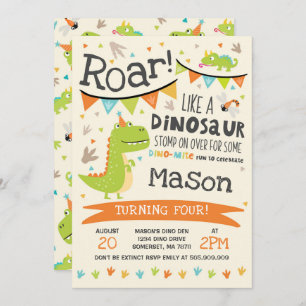 Dinosaur Birthday Invitation Dinosaur Roar Party