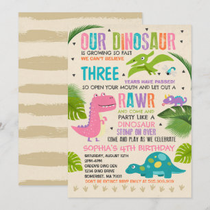 Dinosaur Birthday Invitation Dinosaur T-Rex Party