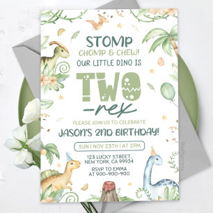 Dinosaur Birthday Invitation EDITABLE Two-Rex Dino
