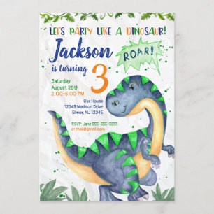 Dinosaur Birthday Invitation for a Boy