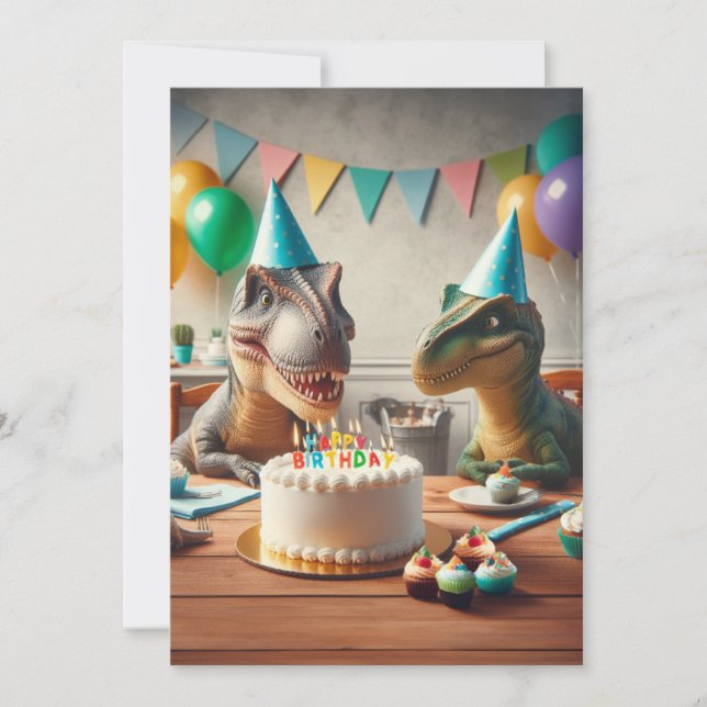 Dinosaur birthday invitation, for partysauruses holiday card (Front)