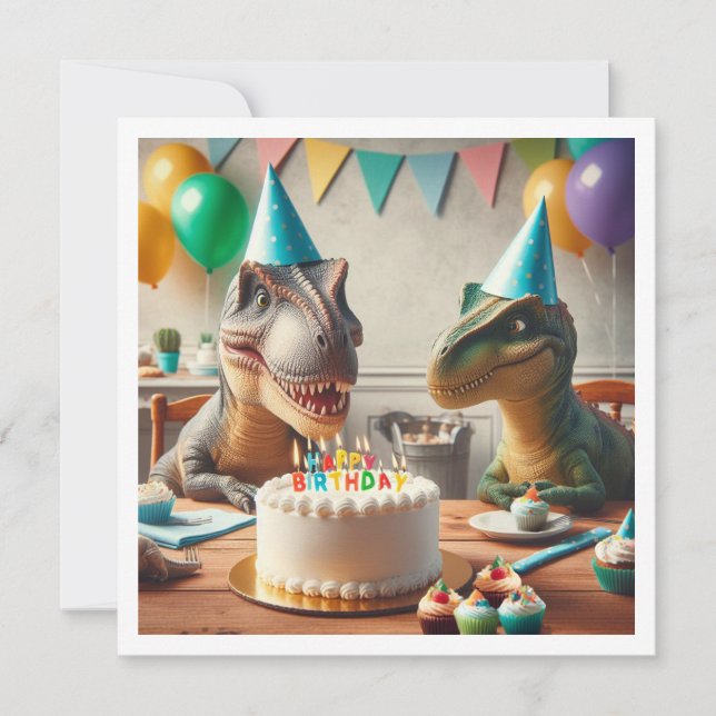 Dinosaur birthday invitation, for partysauruses invitation (Front)