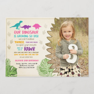 Dinosaur birthday invitation Girl Dinosaur Party