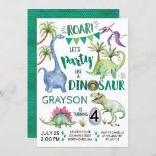 Dinosaur Birthday Invitation Party Like a Dinosaur