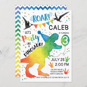 Dinosaur Birthday Invitation Party Like a Dinosaur