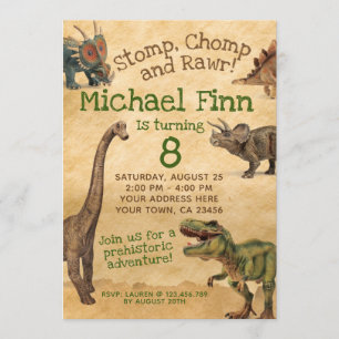 Dinosaur Birthday Invitation, Rawr Invite