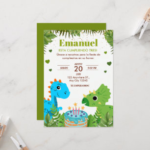 Dinosaur Birthday Invitation, Spanish Invitation
