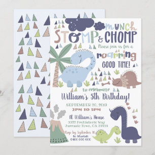 Dinosaur Birthday Invitation Stomp and Chomp