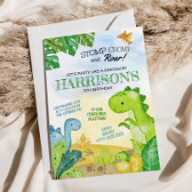 Dinosaur Birthday Invitation Stomp, Chomp & Roar!