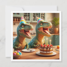 Dinosaur birthday invitation, T-rex party animals