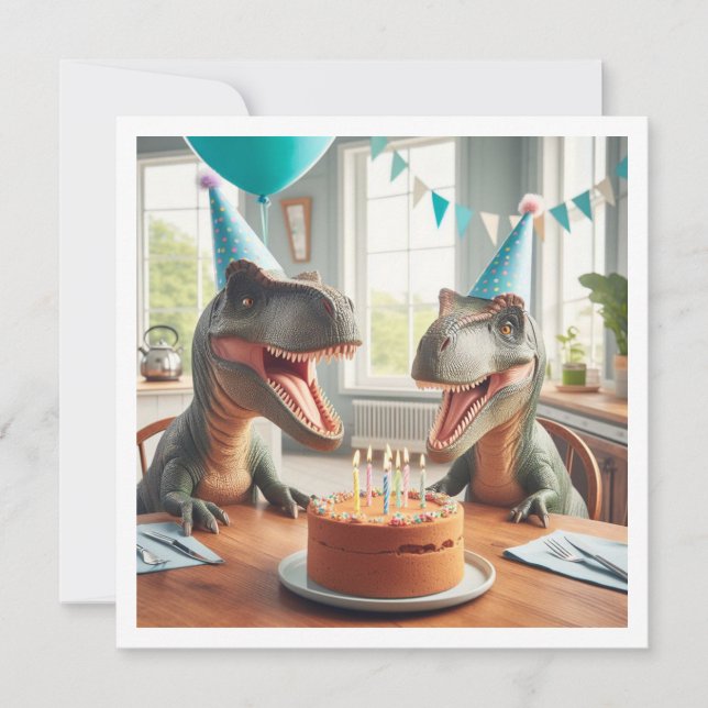 Dinosaur birthday invitation, T-rex party animals Invitation (Front)