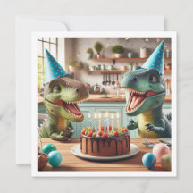 Dinosaur birthday invitation, T-rex party animals