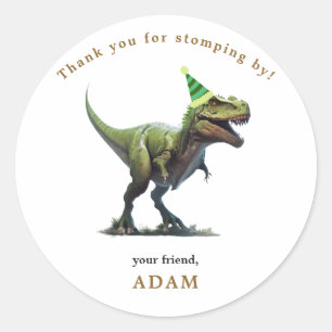Dinosaur Birthday Invitation, Three rex Birthday Classic Round Sticker