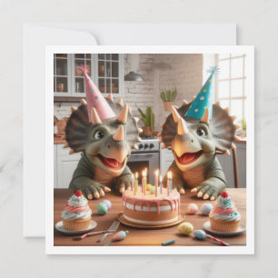 Dinosaur birthday invitation, triceratops party invitation