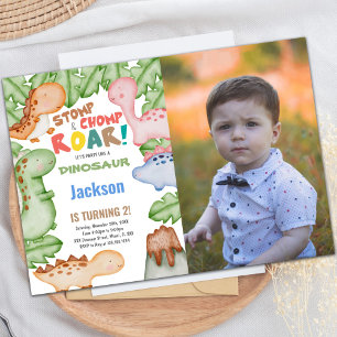Dinosaur Birthday Invitation with Photo