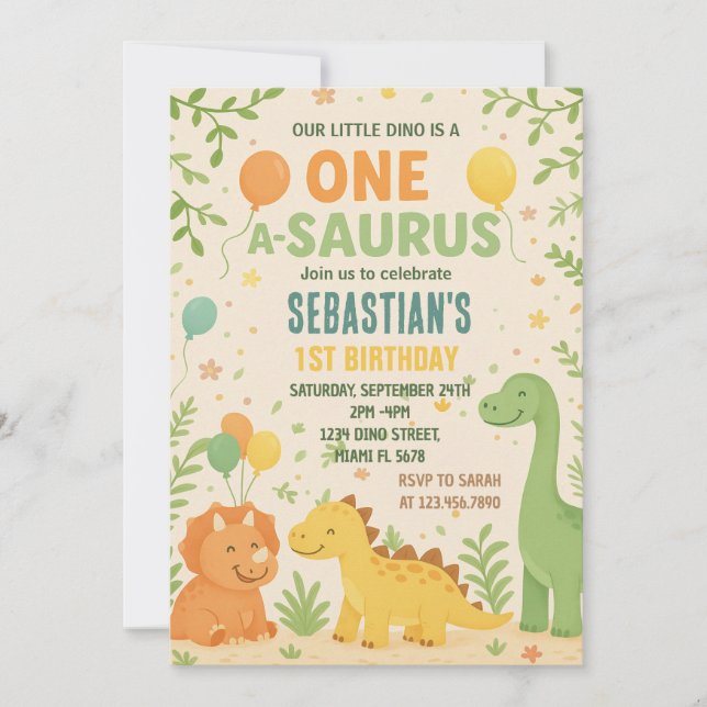 Dinosaur Birthday Invitations (Front)