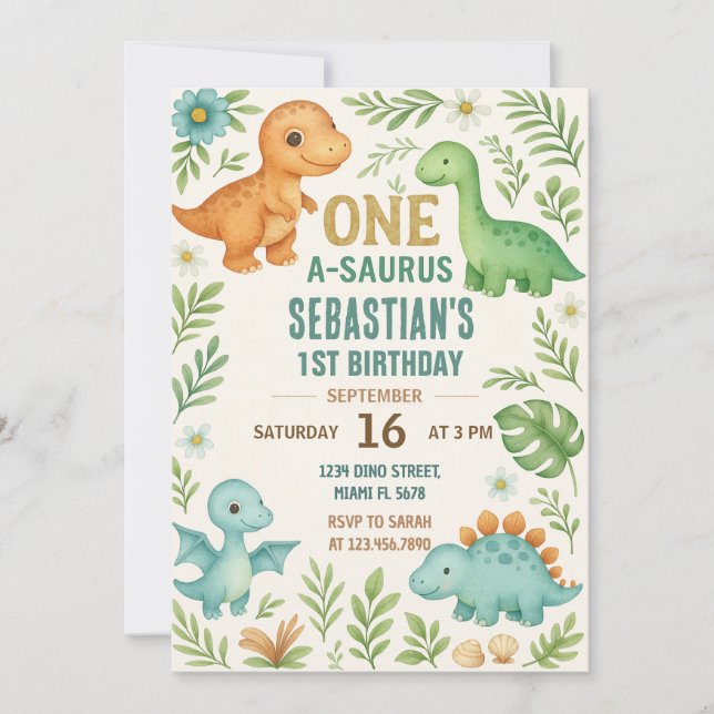 Dinosaur Birthday Invitations (Front)