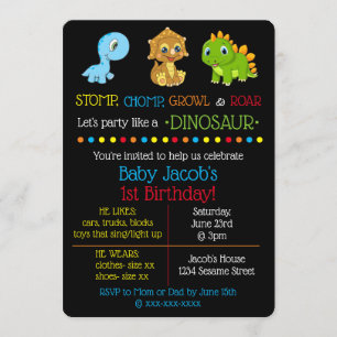 Dinosaur Birthday Invitations