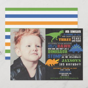 Dinosaur birthday invitations boy photo invitation