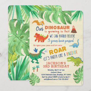 Dinosaur Birthday Invitations Boys Dinosaur Party
