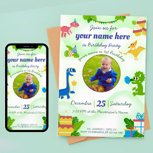 Dinosaur Birthday Invitations for kids Dino invite