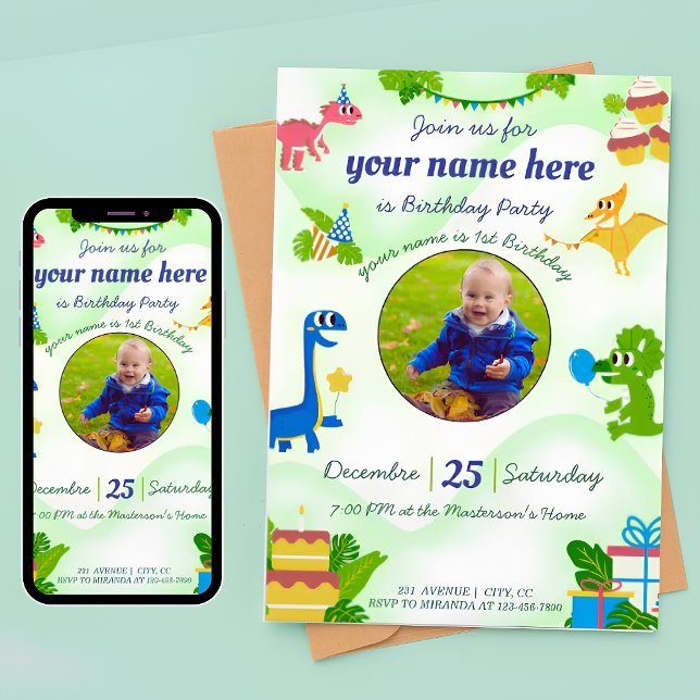 Dinosaur Birthday Invitations for kids Dino invite (Creator Uploaded)