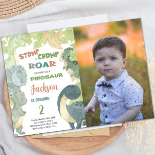 Dinosaur Birthday Invitations with photo
