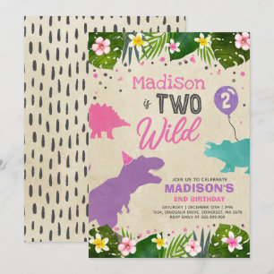 Dinosaur Birthday Invite Two Wild Dinosaur Party