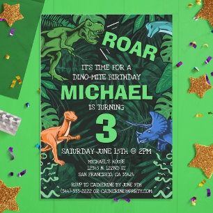 Dinosaur Birthday Kids Boy Dino Trex Jurassic Invitation