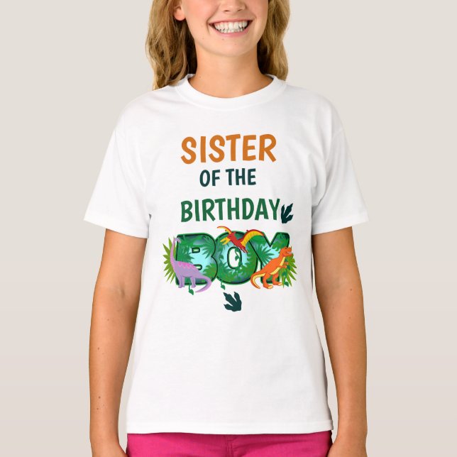 Dinosaur birthday kids tshirts Sister (Front)
