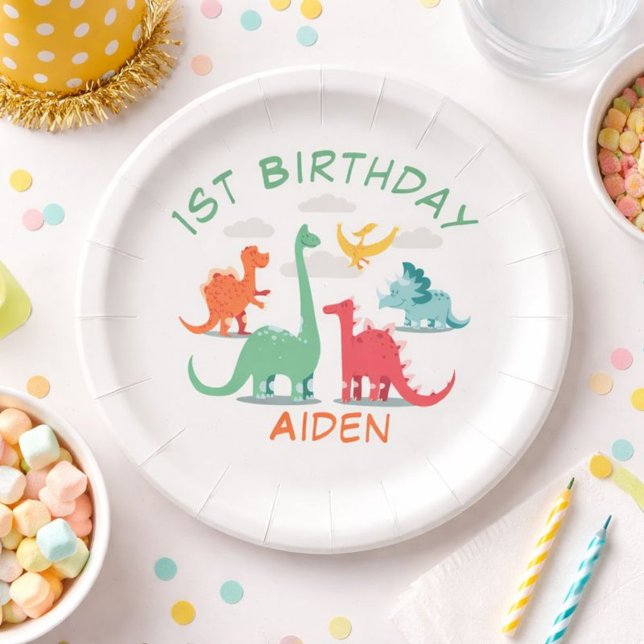 Dinosaur Birthday Name Paper Plate (Creator Uploaded)