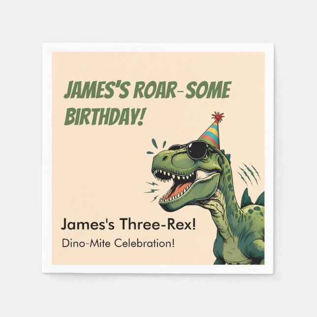Dinosaur Birthday Paper Napkin Kids Party (Front)