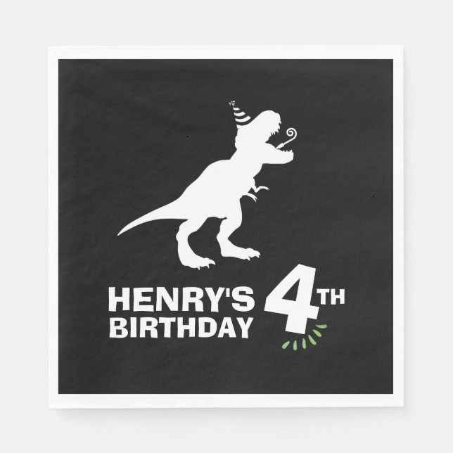 Dinosaur Birthday Paper Napkins (Front)