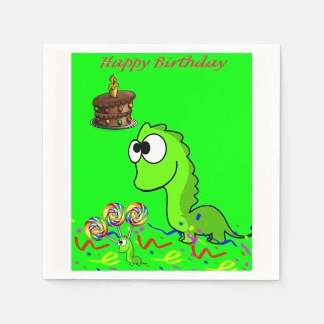 Dinosaur Birthday Paper Napkins (Front)