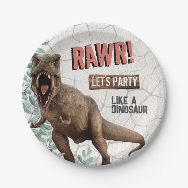 Dinosaur Birthday  Paper Plate (Front)