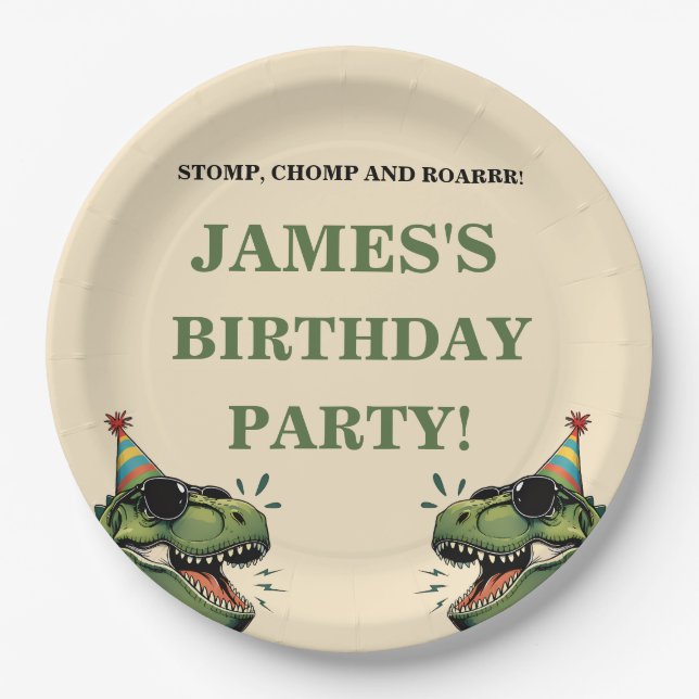 Dinosaur Birthday Paper Plate Kids Party (Front)