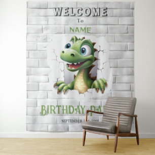 Dinosaur Birthday Party Backdrop Tapestry