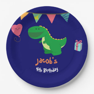 Dinosaur Birthday Party Banner Boys Fun Paper Plate