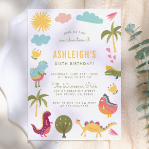 Dinosaur Birthday Party Boy or Girl Birthday Invitation