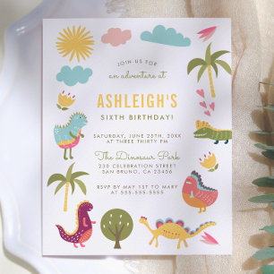 Dinosaur Birthday Party Boy or Girl Birthday Invitation Postcard