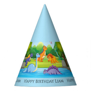 Dinosaur Birthday Party Boy's Name Cute Dino Party Hat