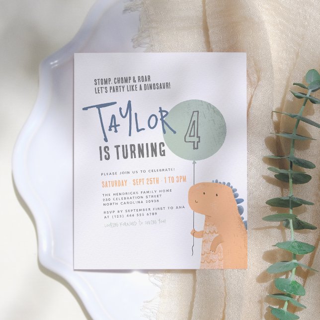 Dinosaur Birthday Party Budget Postcard Invitation (Creator Uploaded)