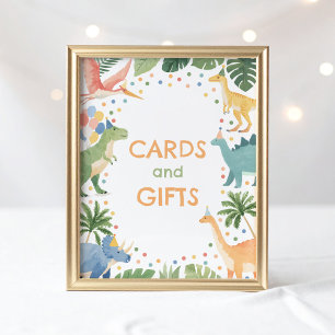 Dinosaur Birthday Party Cards and Gifts Sign