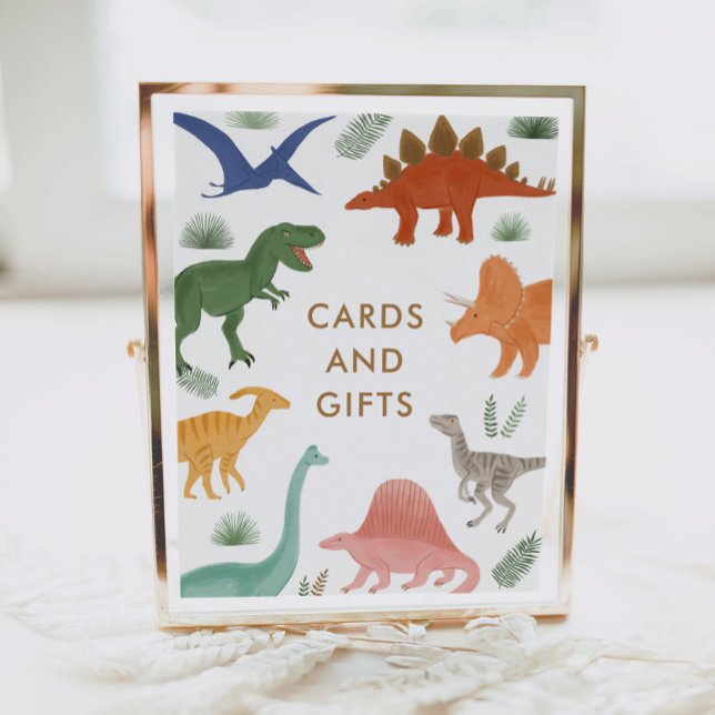 Dinosaur Birthday Party Cards and Gifts Sign (Creator Uploaded)