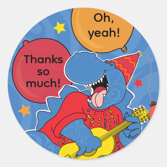 Dinosaur Birthday Party Classic Round Sticker (Front)
