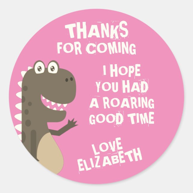 Dinosaur Birthday Party Classic Round Sticker (Front)