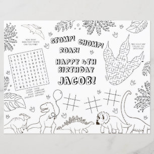 Dinosaur Birthday Party Colouring Placemat